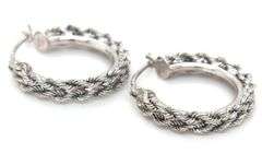 14kt White gold twisted rope hoop earrings