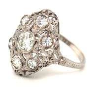 18kt White gold 1.75ctw vintage style diamond ring