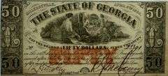 $50 April 6 1864 Series State of Georgia Unc Note