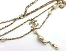 Chanel crystal and pearls coronation CC layered necklace