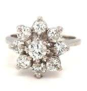 14kt White gold 1.20ctw diamond cluster ring