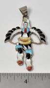 Sterling Silver Zuni Eagle Dancer Multi-Gemstone Pendant