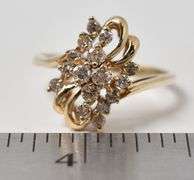 Sparkling 14K Yellow Gold Diamond Cluster Ring