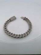 CERTIFIED 14K WHITE GOLD DIAMOND CUBAN LINK BRACELET.