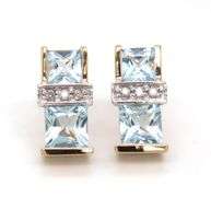 14kt Yellow gold 2ctw aquamarine and diamond earrings