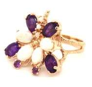 10kt Yellow gold amethyst and opal cluster butterfly ring
