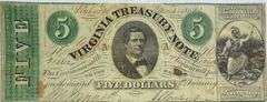 $5 Virginia Treasury Note March 3 1863 Series