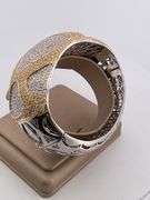 CERTIFIED 18K WHITE AND YELLOW GOLD DIAMOND BANGLE BRACELET 16.25 C.T.W.