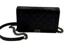 Chanel  Lambskin Boy Wallet On Chain Bag W/Dust Bag & Card & Box