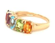 14kt Yellow gold oval 5 multi color gemstone band