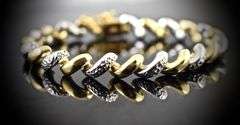 Eye-Catching 14K White & Yellow Gold San Marco Bracelet