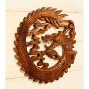 Hand-Carved Wooden Dragon Wood Relief