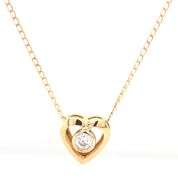 14kt Yellow gold 0.12ct bezel set diamond heart pendant on chain