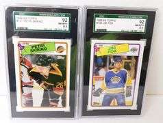 2 Graded Topps 1988-89 Hockey Cards, Skriko & Fox -