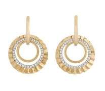 New 0.55ctw Diamond Geometric Triple Circle Fluted Drop Earrings in 14K