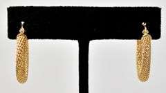 Interesting 14K Yellow Gold Mesh Hoop Earrings