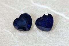 Romantic True Blue Sapphire Heart Pair