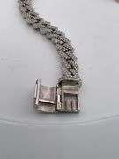CERTIFIED 14K WHITE GOLD DIAMOND CUBAN LINK BRACELET.