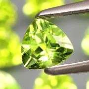 Glittering! 7.76ct 5x5mm trillion cut Peridot set