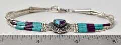 Native American Turquoise and Amethyst Gemstone Bracelet