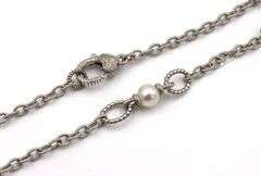 Judith Ripka 925 Sterling Silver Rope And Pearl Necklace
