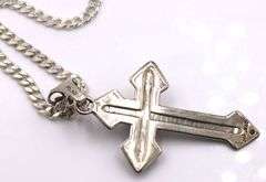 Italian 925 Sterling Silver Long Cuban Chain With Large Cross Necklace