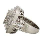 3.70ctw Round Baguette and Princess Diamond Mosaic Cluster Ring in 14K