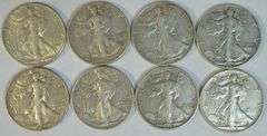 8 Nicer assorted Walking Liberty Half Dollars from the 1940's