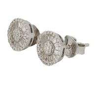 New 0.66ctw Round and Tapered Baguette Diamond Button Stud Earrings in 14K