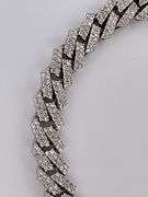 CERTIFIED 14K WHITE GOLD DIAMOND CUBAN LINK BRACELET.