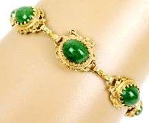 Exceptional Vintage 14K Gold Jade Bracelet