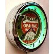 Sinclair Opaline Motor Oil Green Neon Wall Clock
