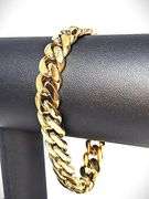 Huge 50 Gram Yellow 14 Kt Gold Plate Cuban Curb Link Bracelet