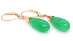 14kt Yellow gold Green Jade dangle earrings