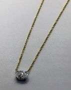 14K Two-Tone Oval Lab Diamond Pendant Necklace