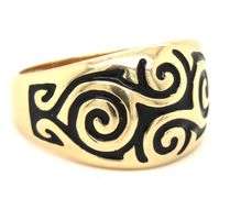 Lovely 14K YG and Black Enamel Dome Ring