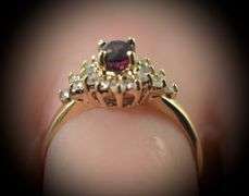 Classic 14K Yellow Gold Ring with a Ruby and Diamonds
