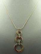 14kt Yellow gold Chameleon multi gemstone and diamond triple circle exchangeable drop pendant on cha