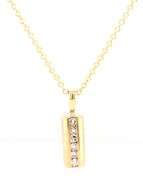14kt Yellow gold diamond accent bar pendant on chain