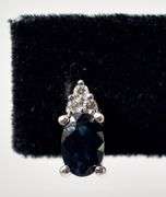Perfect 14K white Gold Blue Sapphire Gemstone and Diamond Stud Earrings
