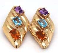 Modern Colorful 14k YG Clip On Earrings