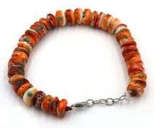 925 Sterling Silver Orange Spiny Oyster Bracelet