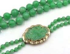 Double strand Green Jade necklace