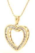 14kt Yellow gold 0.65ctw diamond open heart shaped pendant on chain