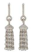5.00ctw Diamond Pave and Bezel Set Tassel Dangle Earrings in Platinum