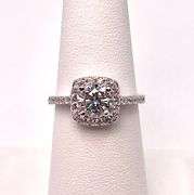 14 Kt White Gold Plate 6.5 mm Amber Ice Fire Moissanite Ring