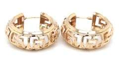 14kt Yellow gold Greek key hoop earrings