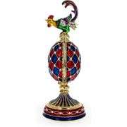 Royal Rooster Clock Egg Gold-Plated with Austrian Crystals