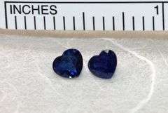Romantic True Blue Sapphire Heart Pair