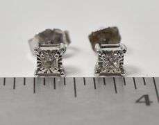 Sterling Silver Diamond Stud Earrings